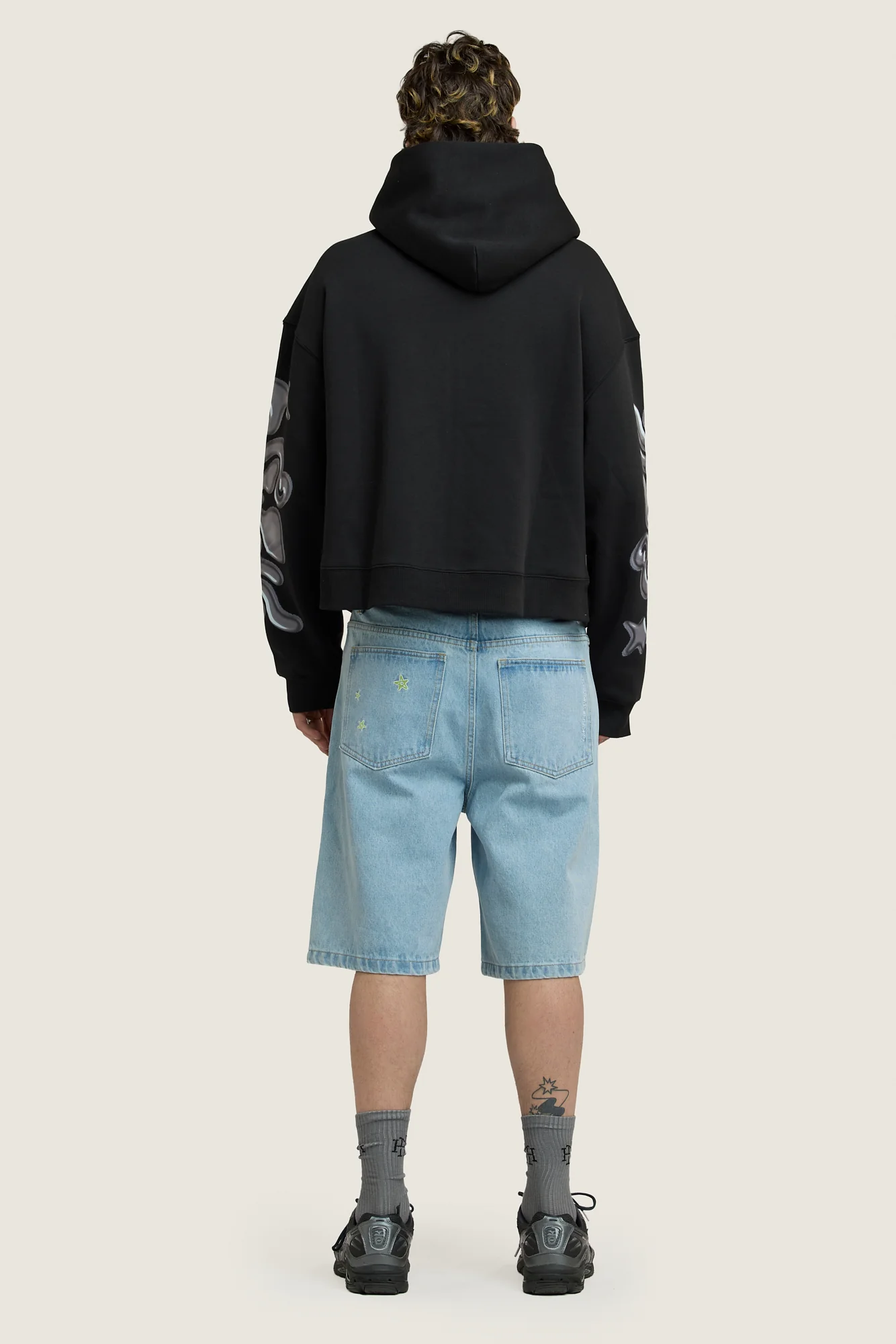 Ooze Cropped Zip Hoodie - Black - Image 4
