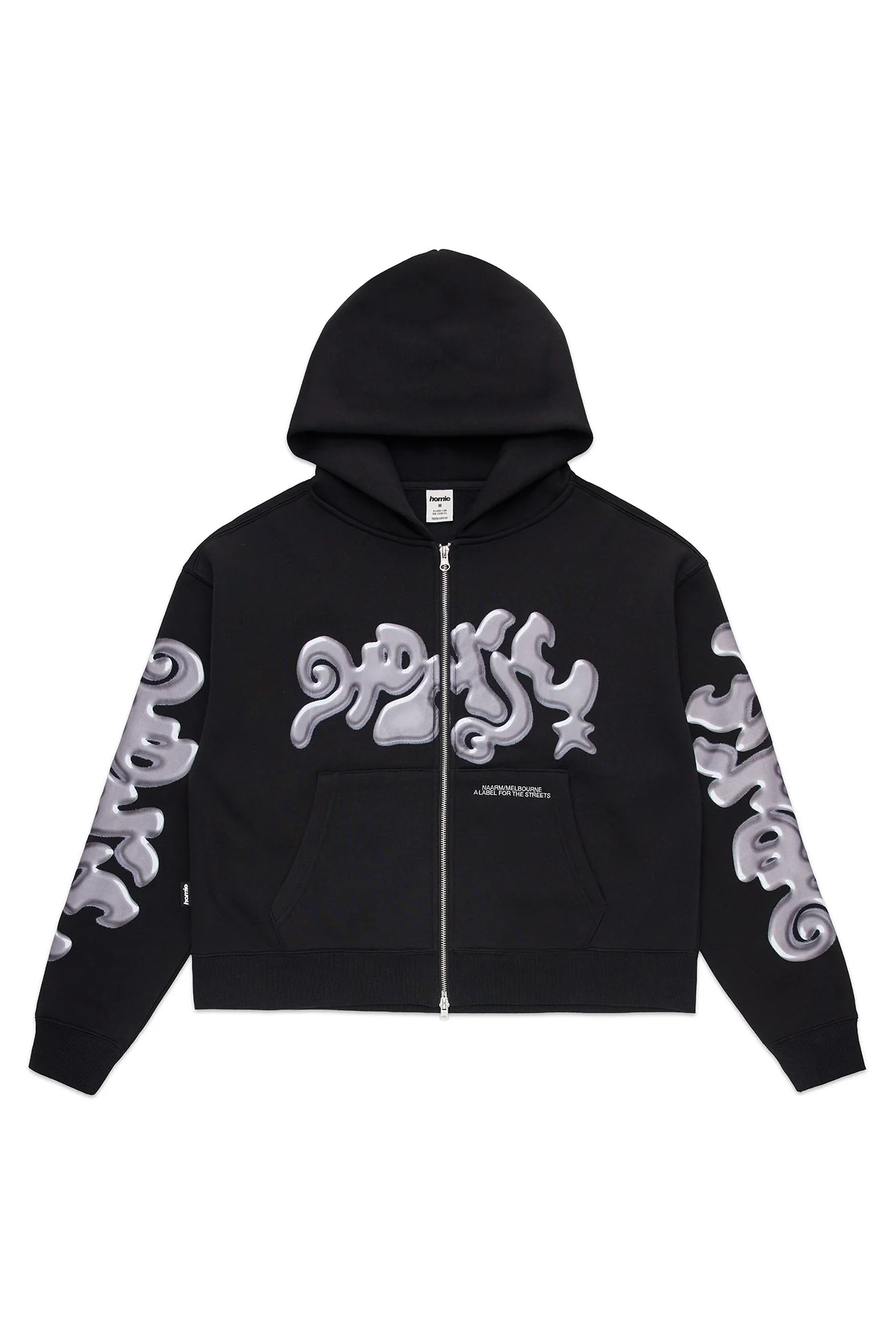 Ooze Cropped Zip Hoodie - Black - Image 5